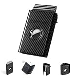 Airtag Wallet for Men, Air Tag Wallet with Airtag Holder, Mens Trifold Smart Wallet for Apple Airtag, Leather Slim Wallet for Men, Card Wallet Holder, Minimalist, Black Carbon Fiber