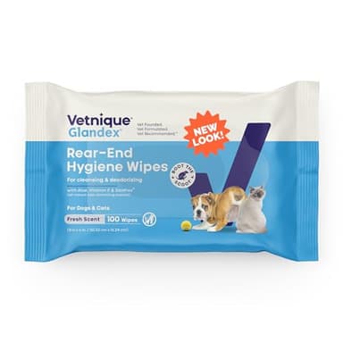 Vetnique Glandex Dog Wipes for Pets Cleansing & Deodorizing Anal Gland Hygienic Dog & Cat Wipes with Vitamin E, Skin Conditioners and Aloe Labs (100ct)