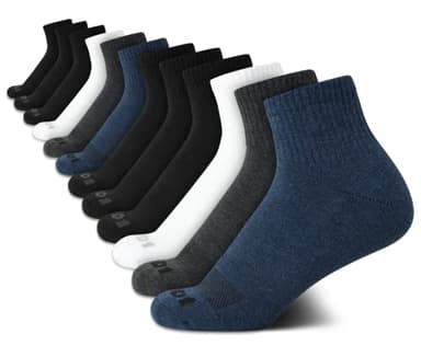 AND1 Mens Quarter Socks - 12 Pack Moisture Wicking Breathable Cushioned Athletic Performance Ankle Socks for Men (6-12.5), Size 6-12.5, Navy Assorted