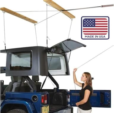 HARKEN - Jeep Hardtop Overhead Garage Storage Hoist for Jeep Wrangler, Gladiator, Ford Bronco, Self-Leveling, Safe Anti-Drop System, Easy One-Person Operation, 45-145lb Capacity - 7803.12JEEP6T