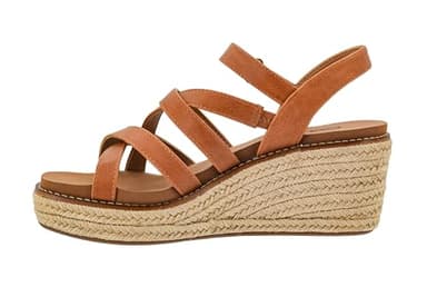 Corkys Footwear Women's All Nighter 3-Inch Wedge - Features A Jute-wrapped Heel, An Elegant Strappy Upper, And Memory Foam EVA Insoles For All Day Comfort - Cognac - Size 9