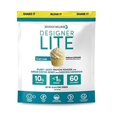 Designer Wellness, Designer Lite, Low Calorie Natural Protein, Prebiotic Fiber, Key Vitamins & Minerals, Vanilla Cupcake, 25.6 Ounces