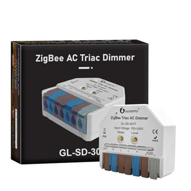 GLEDOPTO ZigBee 3.0 Triac AC Dimmer Switch Mini LED Dimmable Switch 400W Max Push Button Smart App Voice Control Work with H/ue Alexa Conbee II Homey Zigbee2mqtt Home Assistant (Hub Required)