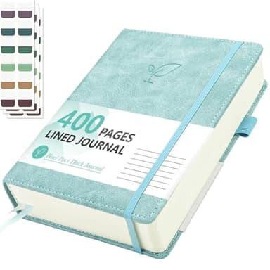 Hoci Poci Lined Journal Notebook, 400 Pages Thick Journal for Writing, A5 Hardcover Leather Notebook with 100Gsm College Ruled Paper for Women Men Work Note taking, 5.8" x 8.4", Smoky Blue