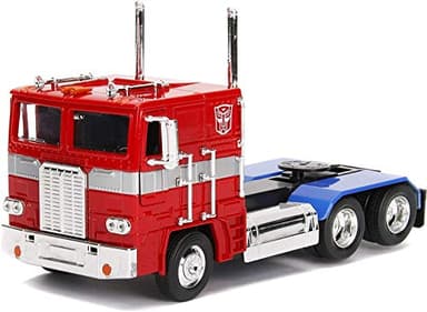 Jada Toys Transformers G1 Optimus Prime Truck with Robot on Chassis DIE-CAST Car, 1: 24 Scale Vehicle, 100% Metal, Red 99524