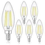 winshine E12 Candelabra LED Bulbs Dimmable 4000K Daylight 60W Equivalent,Type B Light Bulb for Chandelier, C35 Ceiling Fan Light Bulb Clear Glass,600LM,6 Pack