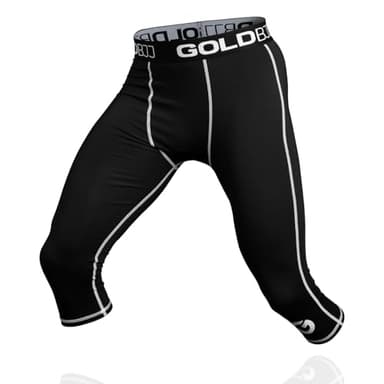 Gold BJJ Jiu Jitsu Spats - Base Layer for Gi and No-Gi Grappling - Martial Arts Pants (3/4 Length, Large)