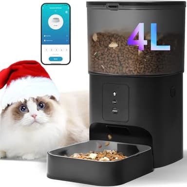 2.4G Automatic Cat Feeder, 4L WiFi Food Dispenser with 10s Voice Recorder, Pet Feeder up to 10 Meals per Day, Timed Cat Feeder with Dry Food Sealed Ring