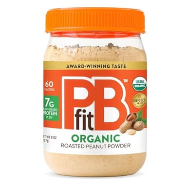 PBfit 8 Ounce Organic Peanut Butter Powder, Powdered Peanut Spread from Real Roasted Pressed Peanuts, 7g of Protein 7% DV, Gluten-Free, 60 calories, 87% less fat (Pack of 1)