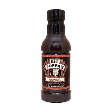 Big Poppa’s Granny’s BBQ Sauce – Award-Winning Sweet BBQ Sauce for Chicken, Pork and Beef – Thin Glaze-Style, Mild Heat, Crowd-Pleasing Flavor for Ribs, Pulled Pork and Family BBQs – 18 oz Bottle