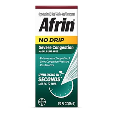 Afrin No Drip Severe 12 Hour Nasal Decongestant Pump Mist - 0.5 ounce