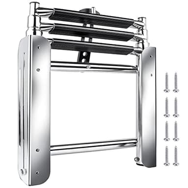 Pontoon Boat Ladder,3 Step Telescoping Ladder Under Platform Slide Mount Boat Boarding Ladder 316 Stainless Steel Heavy Duty Marine Ladder 600 Pound Capacity