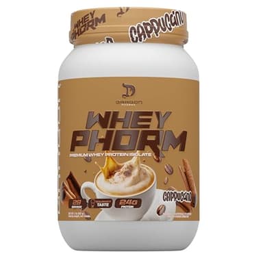 DRAGON PHARMA WheyPhorm, Whey Protein Blend, Fast Absorption, Gluten Free, Premium Whey Protein Matrix, Maximize Recovery, Great Tasting, 25 Grams of Protein (2lb, Cappuccino)