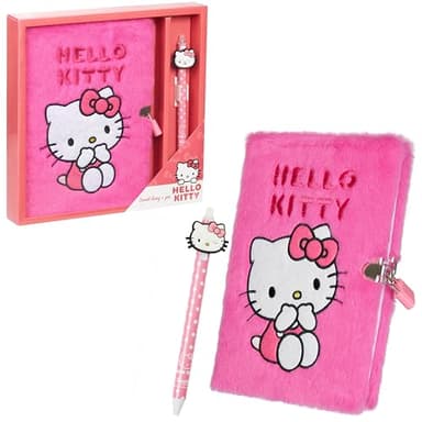 Hello Kitty Sanrio Diary with Lock and Key for Girls Teens Women Kuromi Notebook Journal Pen Gifts for Her (Pink)