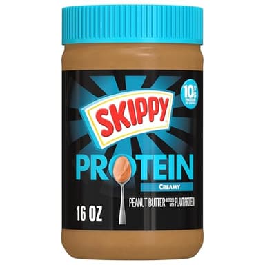 SKIPPY Creamy Peanut Butter Blended with Plant Protein, 16oz