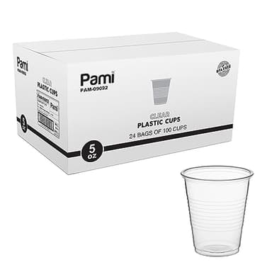 PAMI Disposable Plastic Cups, Bpa- Drinking Glasses for Parties, Cold Drinks, Smoothies, Jello, Cocktails (5 Oz - Case of 2400)
