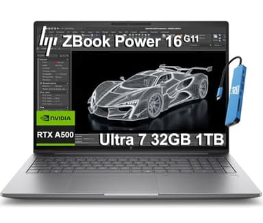 HP ZBook Power 16 G11 Mobile Workstation AI Laptop (16" FHD+, Intel Core Ultra 7 155U, NVIDIA RTX A500, 32GB DDR5, 1TB SSD) for Engineer, Designer, FP, IR Webcam, 2x Thunderbolt 4, IST HUB, Win 11 Pro