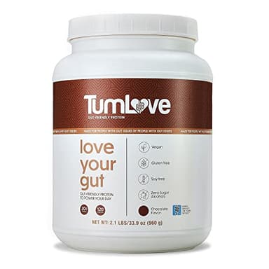 TumLove Vegan Protein Powder - Low FODMAP Certified, Gluten-Free, Dairy-Free, Soy-Free, 100% Gut-Friendly & Non-Bloating, Chocolate (25 Servings)