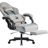 Blue Whale Gaming Chair for Adult 350lbs Computer Chair with Adjustable Lumbar Support Headrest and Footrest Large Size Reclining Gaming Chair Big and Tall Linkage Armrest Computer Chair Grey