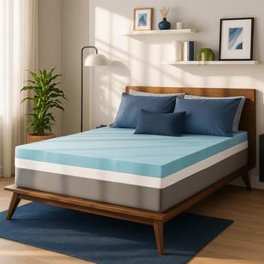 Sure2Sleep Gel Swirl Memory Foam Mattress Topper - 3 Inch, Pressure Relieving, Cooling Comfort - Made in The USA & CertiPUR-US Certified - Softens Firm Beds and Extends Mattress Life - Queen Size