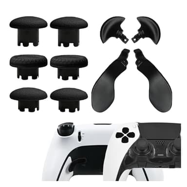 10 Pack Metal Thumbsticks Replacement for PS5 Dualsense Edge Controller,4 Metallic Back Paddles Triggers Buttons Repair Parts for PS5 Edge Controller with 6 Analog Joysticks(Black)