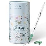 Ohuhu Markers for Adult Coloring Books No Bleeding 60 Colors Coloring Markers Water-based Dual Tips Fineliner & Brush Drawing Pens Art Markers for Kids Adults Sketch Journal - Maui - White