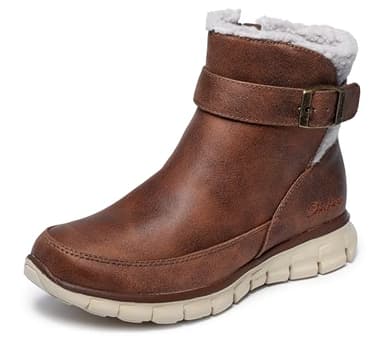 Skechers Women's SYNERGY - DIVA LANE sportie cozy sneaker, Brown, 5 M
