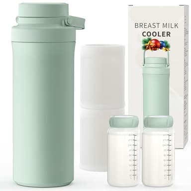 Xaproo 22oz Breast Milk Cooler Bottle, Breastmilk Cooler with 360° Cooling for 24 Hours, Portable Milk Chiller for Breastmilk with 2pcs Baby Bottles, Breast Milk Storage Bags for Baby, BPA-Free