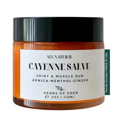 Herbs of Eden Organic Cayenne Arnica Salve – Soothing Natural Rub with Menthol, Capsaicin & Ginger | Joint & Muscle | Neuropathy & Nerve | Handcrafted All-Natural Salve for Skin | Made in USA