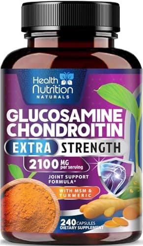 Glucosamine Chondroitin MSM 2100mg - 3X Strength Joint Support Supplement with Glucosamine Sulfate, Turmeric, Boswellia, Quercetin for Cartilage, Flexibility & Mobility, Bottled in USA, 240 Capsules