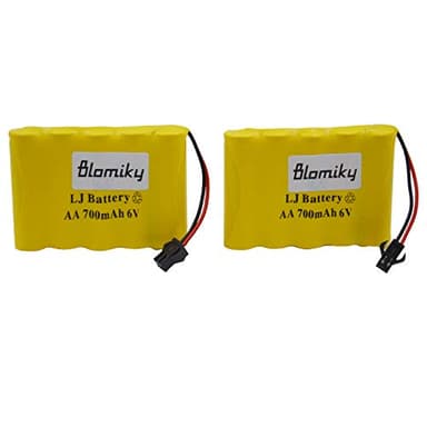 Blomiky 2 Pack 6.0V 700mAh Ni-cd Rechargeable AA Battery Pack SM 2P Plug for RC Cars Truck Cars 6V 700mAh Yellow 2