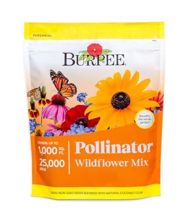 Burpee Wildflower 25,000 Bulk, 1 Bag, 18 Varieties of Non-GMO Flower Seeds Pollinator Garden, Pollinator Mix