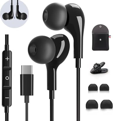 USB C Headphones for Samsung Galaxy S26 S25 S24 Ultra iPhone 17 Air 16 Pro 17 Pro Max S23 S22 A56 A55 A26 A17 A16 Pixel Xiaomi Wired Earbuds Magnetic in-Ear Type C Earphone with Microphone Stereo
