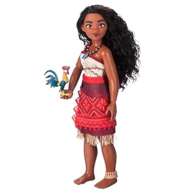 Disney Store Official Moana 2 Singing Doll - Poseable Disney Princess Toy with Authentic Costume, Heart of Te Fiti Necklace, Heihei Figure, Sings 'We're Back', Styled Hair, Window Packaging