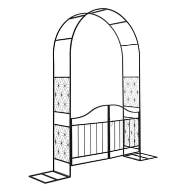 VINGLI Garden Arch Trellis, 7.6ft Garden Arch with Gate for Climbing Plants and Decoration, Metal Garden Arbor with Flat Base Design for Outdoor & Indoor, Lawn, Wooden Floor, Concrete