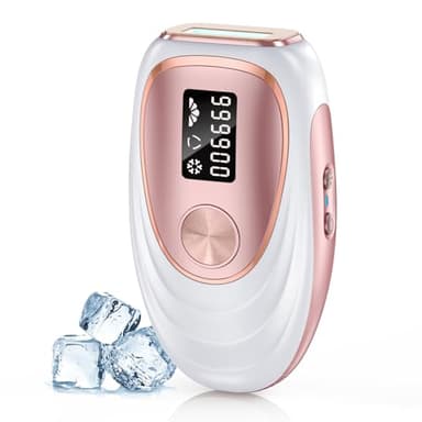 Oreeth IPL Laser Hair Removal Device for Women & Men - Home 45°F Ice-Cooling Contact for Painless & Long-Lasting Results, 86% Hair Reduction in 3 Weeks for Full Body & Bikini Line, Gold/White