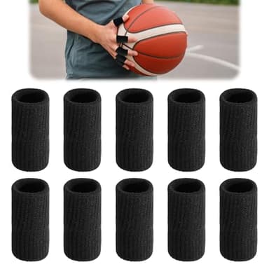 Oreutkd 10 Pcs Finger Compression Sleeves, Thumb Sleeve and Digit Wrap with Joint Protection, Secure Support, Compression Sleeves plus Finger Protectors for Sports, Gaming, and Daily Use (Black)