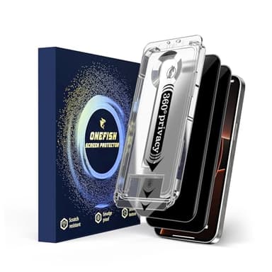 OneFish 2 Pack Privacy Screen Protector for iPhone 16 Pro Max - 4-Way 360° Anti-Spy, 9H Hardness, 3D Curved Edges, Case-Friendly & Easy Installation