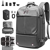 Vacuum Backpack Travel, Airback Vacuum Compression Travel Backpack with Pump, Water Resistant & TSA Anti Theft, Ideal for Travel/Camping/Laptop (With Electric Air Pump & Gray)
