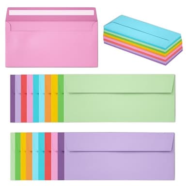 Slapaflife 50 Pack Business Envelopes #10, 4.13 x 9.49 Inches Colored Envelopes Self Seal for Business, Invoices, Letter Mailing, Office Checks