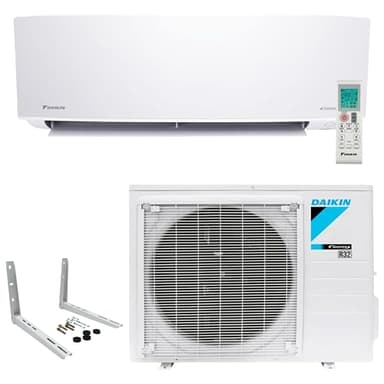 Daikin 12,000 BTU 18 SEER2 Entra R32 Series Ductless Mini Split Heat Pump System w/Wall Mounting Bracket (230V), White, RXC12+FTXC12+WAFP24