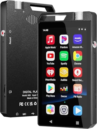 Aeheqkl 96GB MP3 Player with Bluetooth & WiFi, 4" HD Full Touch Screen MP4 Player (3GB RAM+32GB ROM), Supports Spotify, Amazon Music & YouTube, 1080P Video Without Conversion, Includes 64GB Card