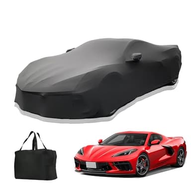 Fimblo Indoor Car Cover Custom Fit for 2024-2020 Corvette C8 Luxurious Soft Stretch Satin Car Cover Breathable Dust-Proof for Underground Garage, Car Show