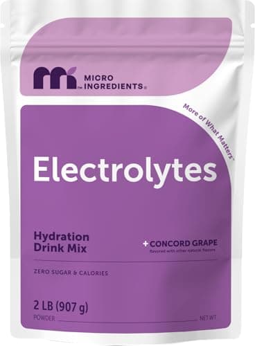 Micro Ingredients Hydration Electrolyte Powder, 2 lb (139 Servings) | Concord Grape Flavor | High Potassium (1,000mg) + Coconut Water | No Sugar, Keto Friendly | Non-GMO