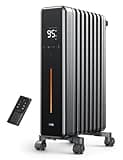 Dreo Radiator Heater, 8 Safety Protection Oil Filled Radiator Heater for Indoor Use, 1500W Electric Heaters for Large Room, 8 Fins, with Remote, 4 Modes, Digital Thermostat, 24H Timer, Quiet