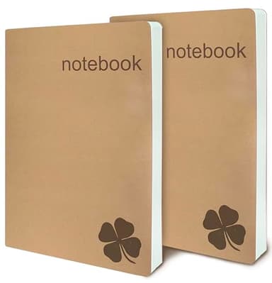 le vent Set of 2 Lined Bound Notebooks A5 – Each 200 Lay Flat Pages – 5x8 Hardcover Journal Refills – Fountain Pen Friendly 100 gsm Paper – 100% Recycled Notebook