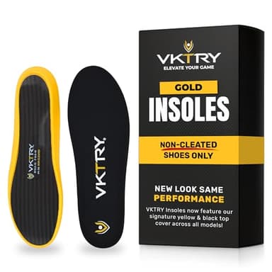VKTRY Gold for Non-Cleated Shoes - Carbon Fiber Performance Insoles - Customized Athletic Inserts for Sports Basketball Volleyball Running & More | Shock Absorption US M12.5-13, W14.5-15, 171-220lbs
