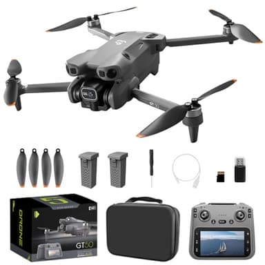 Drones with Dual Camera for Adults, Brushless Motor Large HD Screen Remote Control, Lightweight Under 249g Foldable Professional Drone for Beginner, Mini Quadcopter with 2 Batteries & Storage Bag