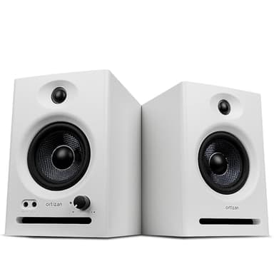 Ortizan C7 Dual-Mode 2.0 Studio Monitors, Active Monitor Speakers for Near Field Music Production, Bluetooth 5.3 Wireless Computer PC Monitor Gaming Bookshelf Speakers(Pair, White)
