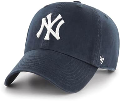 47 Brand MLB Team Color Home Primary Logo Clean Up Adjustable Baseball Cap Hat, Adult One Size Fits All - New York Yankees Navy